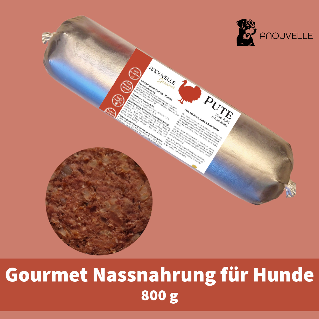 Anouvelle Gourmet Pute mit Hirse, Apfel & Rote Beete 800 g Hunde Wurst Nassfutter