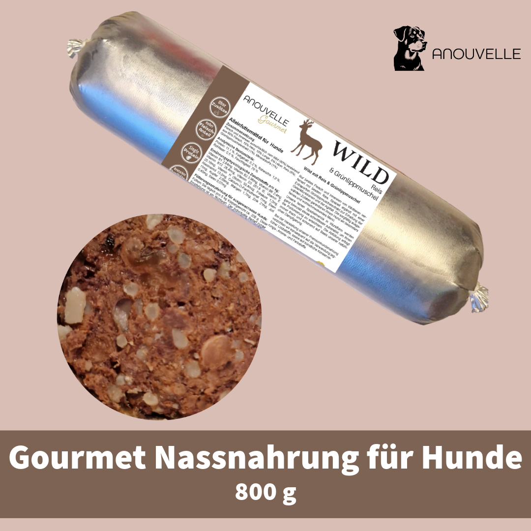 Anouvelle Hunde Wurst Gourmet Wild mit Reis & Grünlippmuschel 800 g