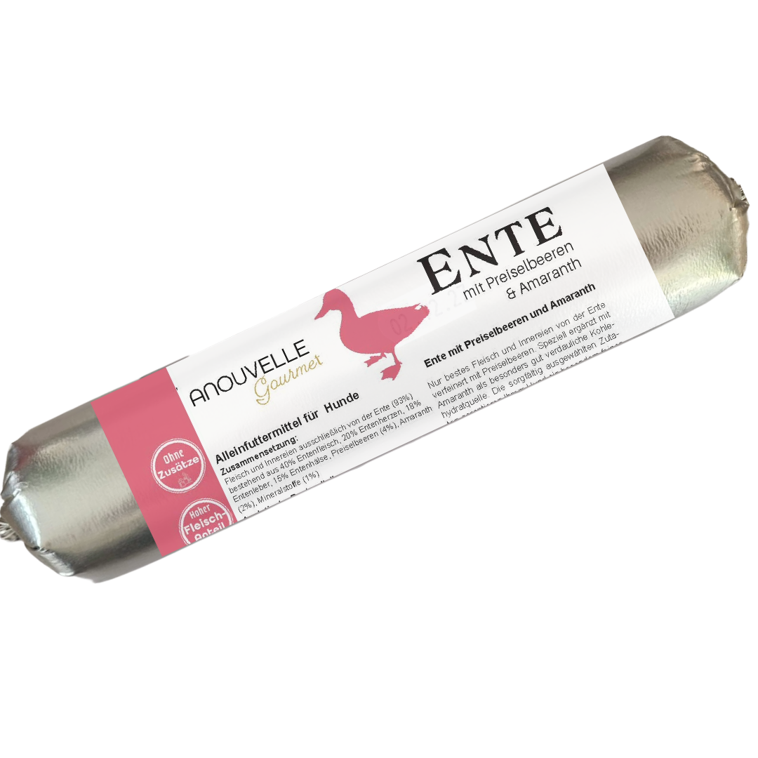 Anouvelle Gourmet Ente mit Preiselbeeren & Amaranth 400 g Hunde Wurst Nassfutter